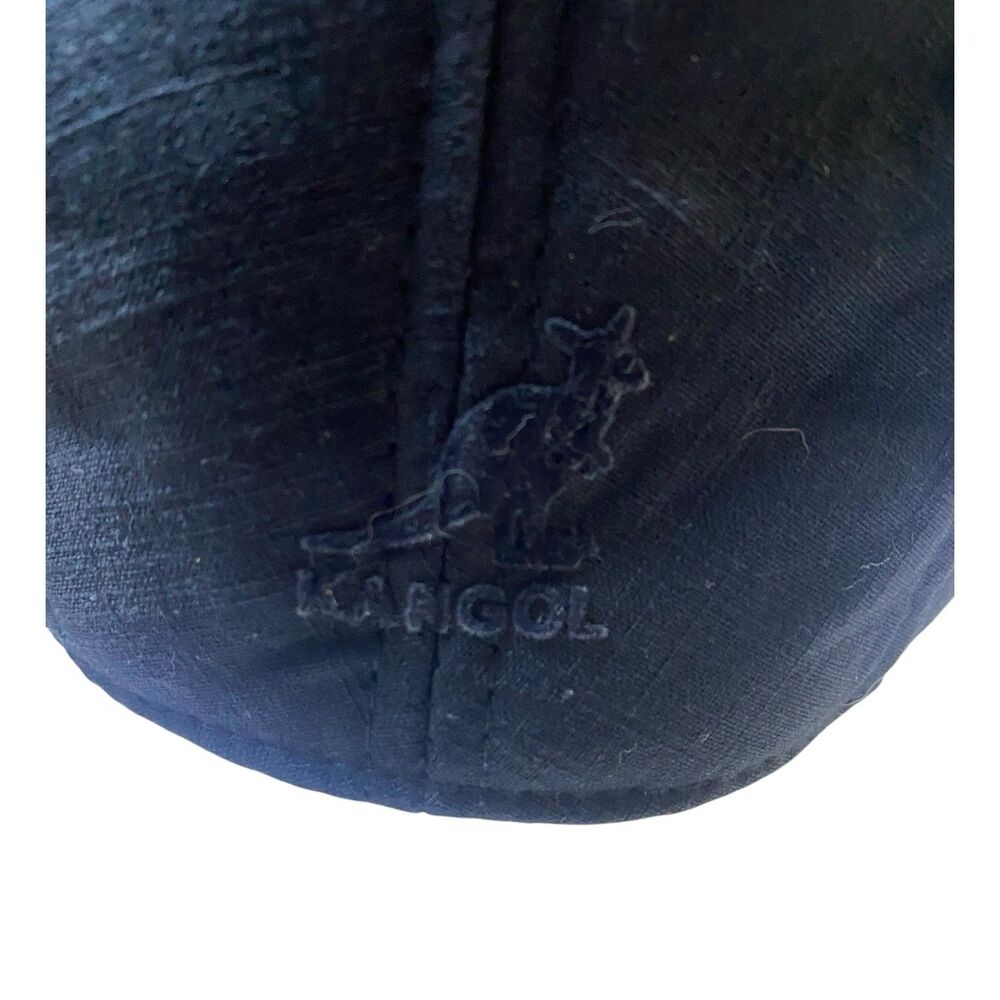 Vintage Kangol Black Hat Logo Newsboy Cabbie Flat Cap Kangaroo Logo Small-Medium - Picture 7 of 10